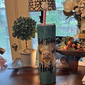Glitter Tumbler with Cow Design